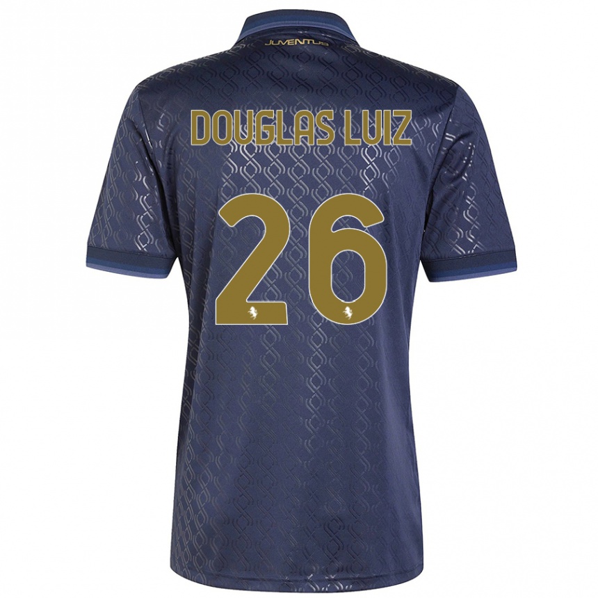 Kids Football Douglas Luiz #26 Navy Blue Third Jersey 2024/25 T-Shirt