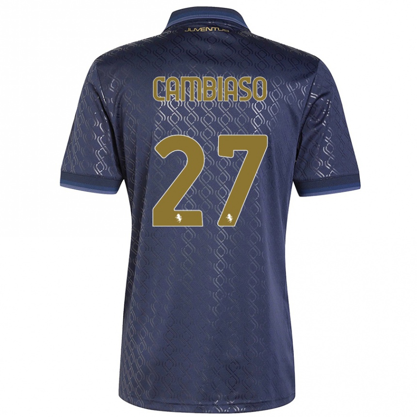 Kids Football Andrea Cambiaso #27 Navy Blue Third Jersey 2024/25 T-Shirt