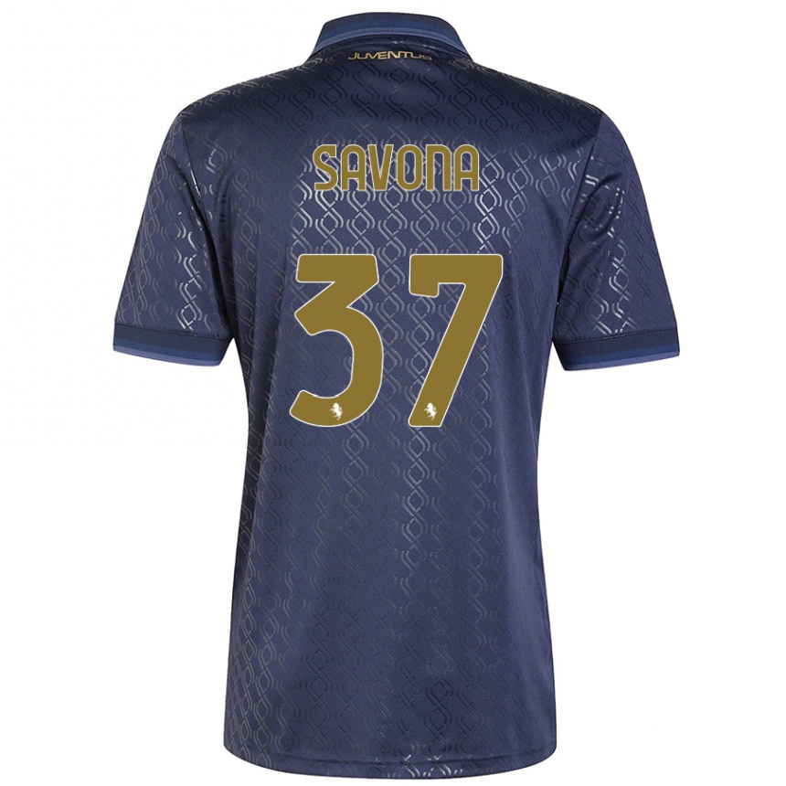 Kids Football Nicolo Savona #37 Navy Blue Third Jersey 2024/25 T-Shirt