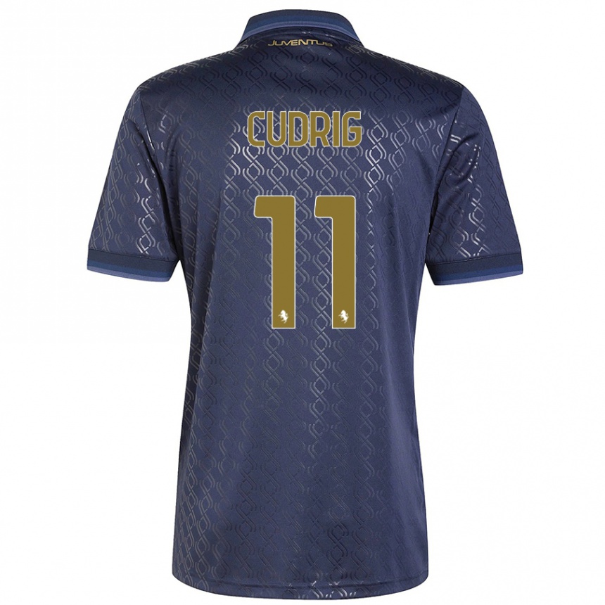 Kids Football Nicolò Cudrig #11 Navy Blue Third Jersey 2024/25 T-Shirt