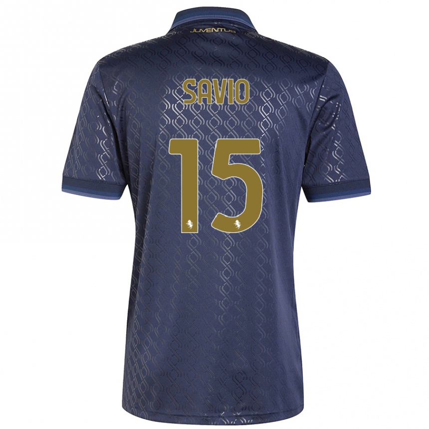 Kids Football Federico Savio #15 Navy Blue Third Jersey 2024/25 T-Shirt