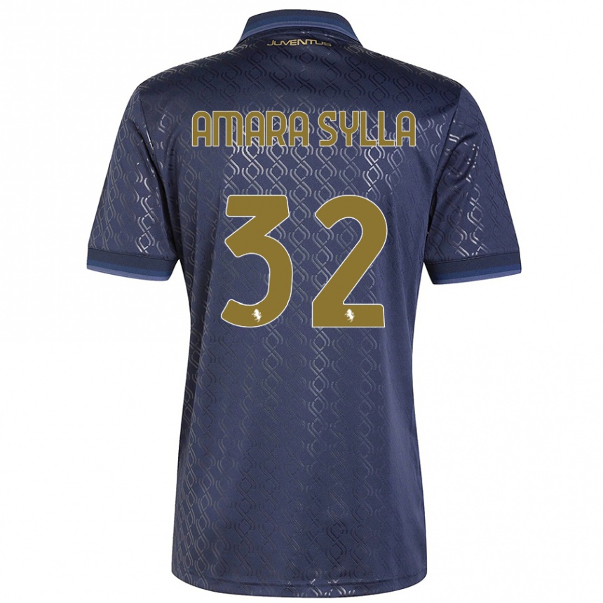 Kids Football Idris Amara Sylla #32 Navy Blue Third Jersey 2024/25 T-Shirt