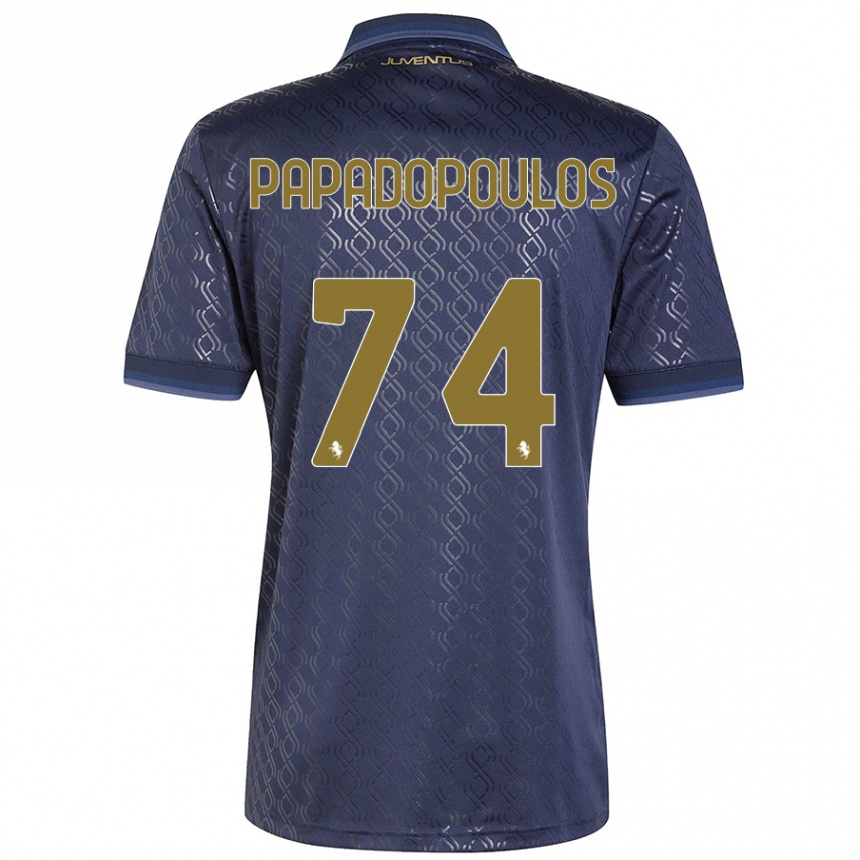 Kids Football Christos Papadopoulos #74 Navy Blue Third Jersey 2024/25 T-Shirt