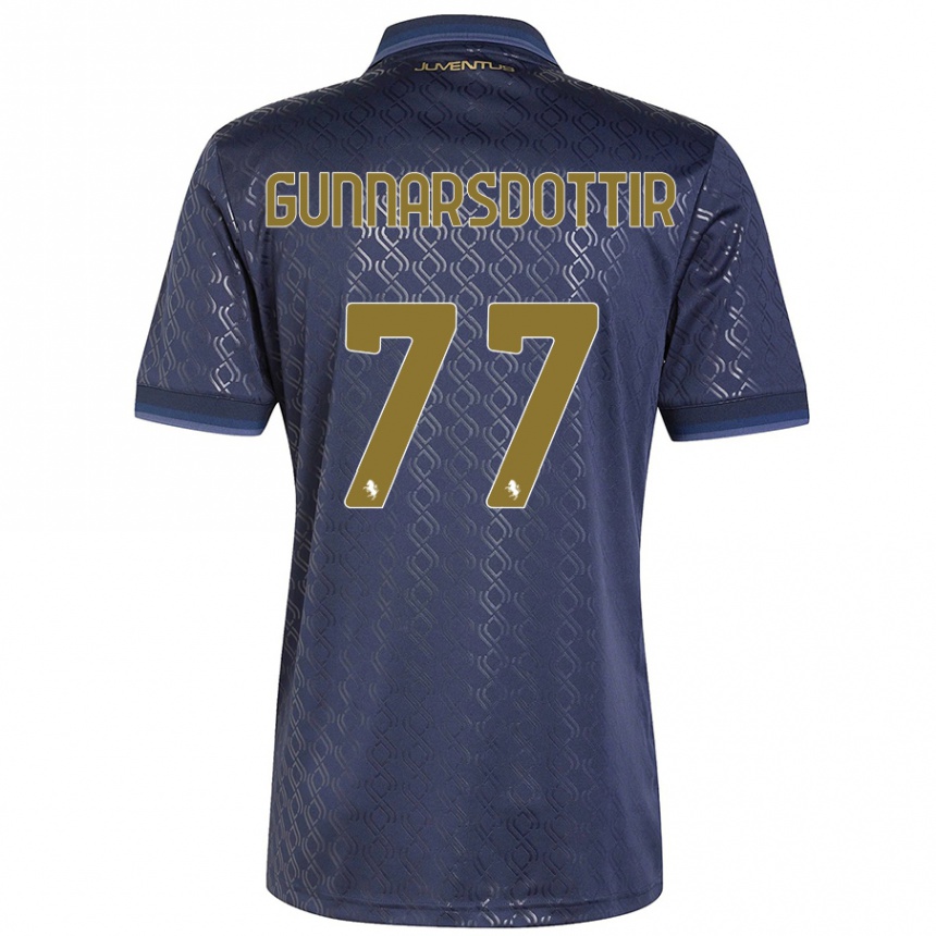 Kids Football Sara Bjork Gunnarsdottir #77 Navy Blue Third Jersey 2024/25 T-Shirt