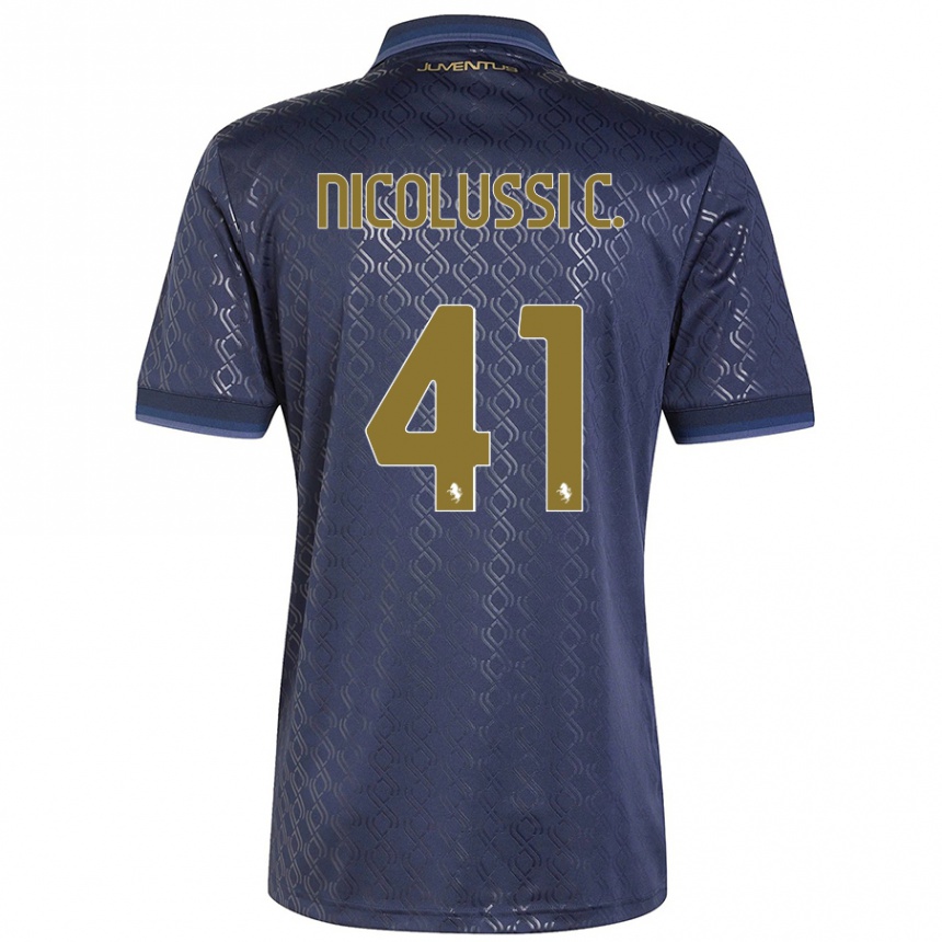 Kids Football Hans Nicolussi Caviglia #41 Navy Blue Third Jersey 2024/25 T-Shirt