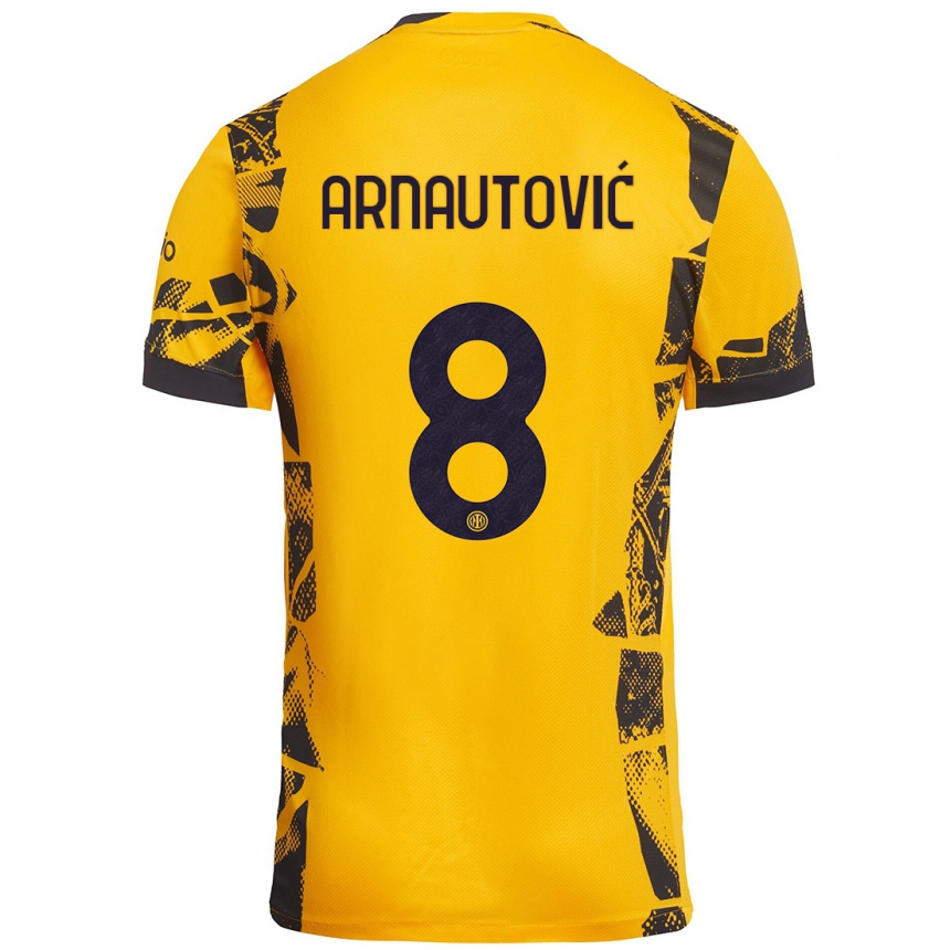 Kids Football Marko Arnautovic #8 Gold Black Third Jersey 2024/25 T-Shirt