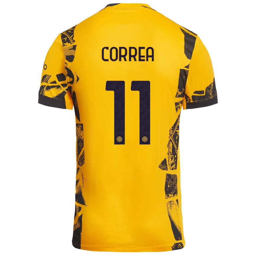 Kids Football Joaquín Correa #11 Gold Black Third Jersey 2024/25 T-Shirt