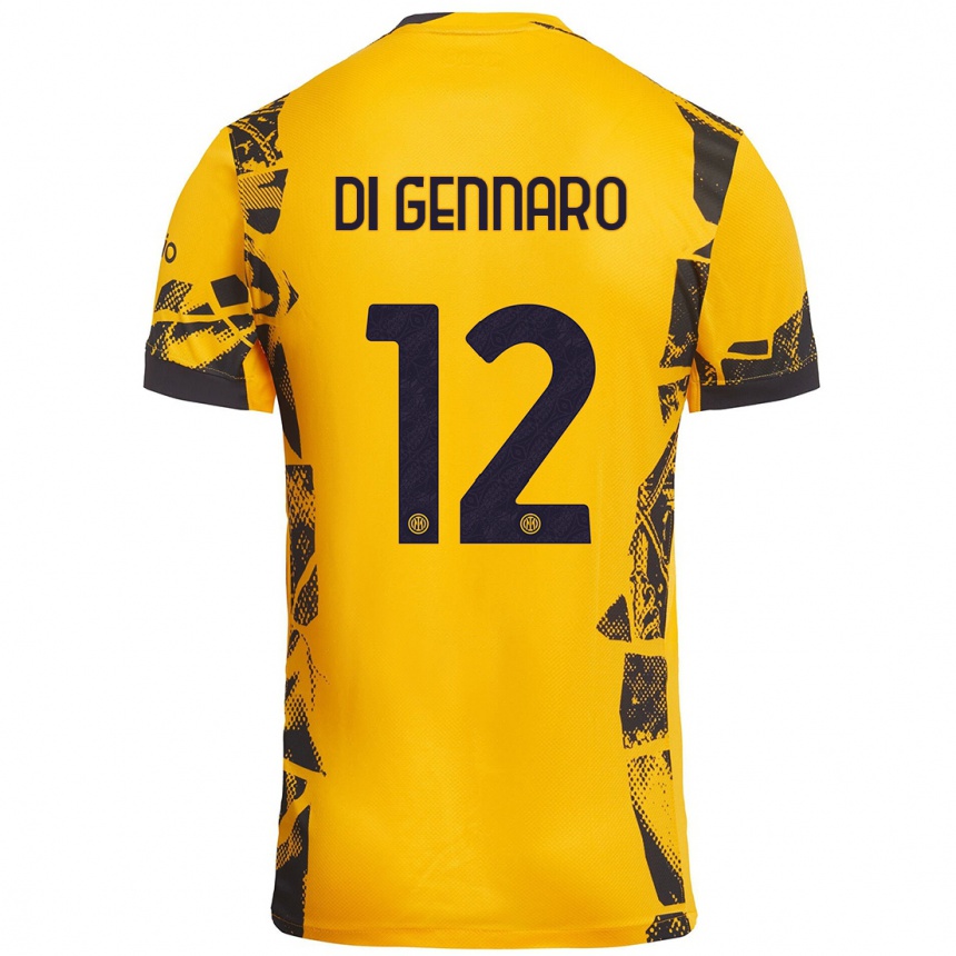 Kids Football Raffaele Di Gennaro #12 Gold Black Third Jersey 2024/25 T-Shirt