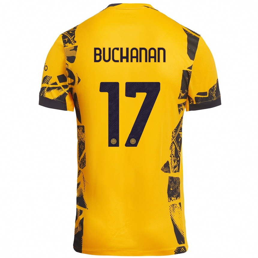 Kids Football Tajon Buchanan #17 Gold Black Third Jersey 2024/25 T-Shirt