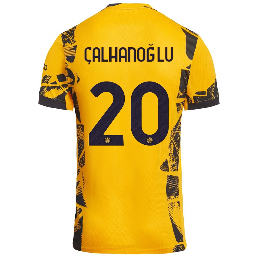 Kids Football Hakan Çalhanoğlu #20 Gold Black Third Jersey 2024/25 T-Shirt