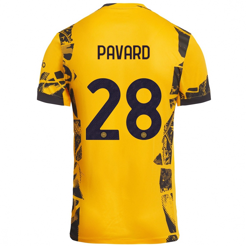 Kids Football Benjamin Pavard #28 Gold Black Third Jersey 2024/25 T-Shirt