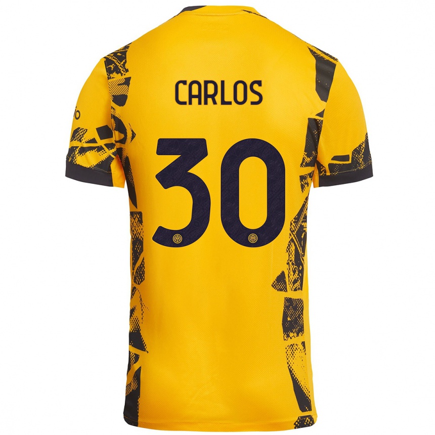 Kids Football Carlos Augusto #30 Gold Black Third Jersey 2024/25 T-Shirt