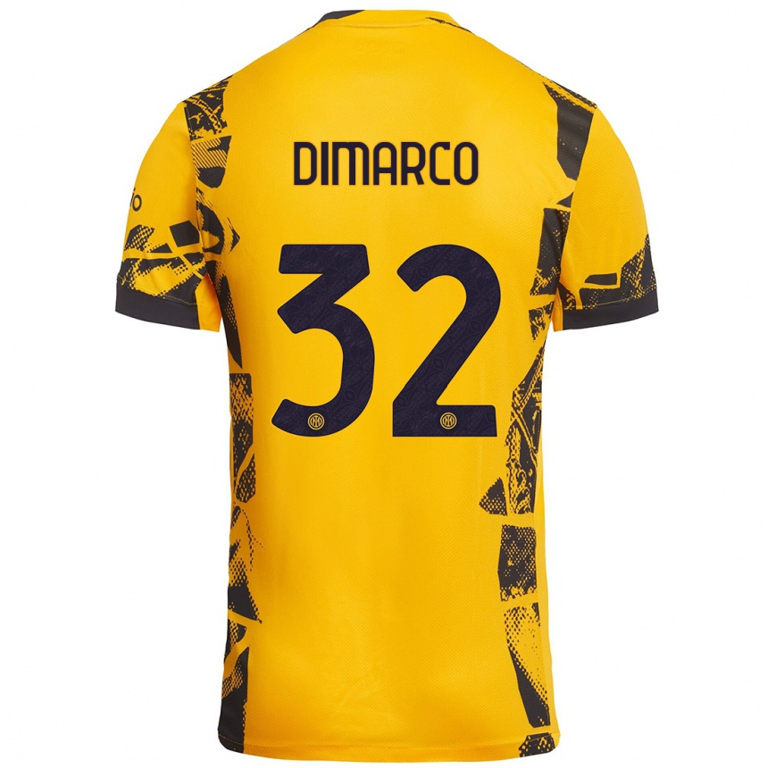 Kids Football Federico Dimarco #32 Gold Black Third Jersey 2024/25 T-Shirt