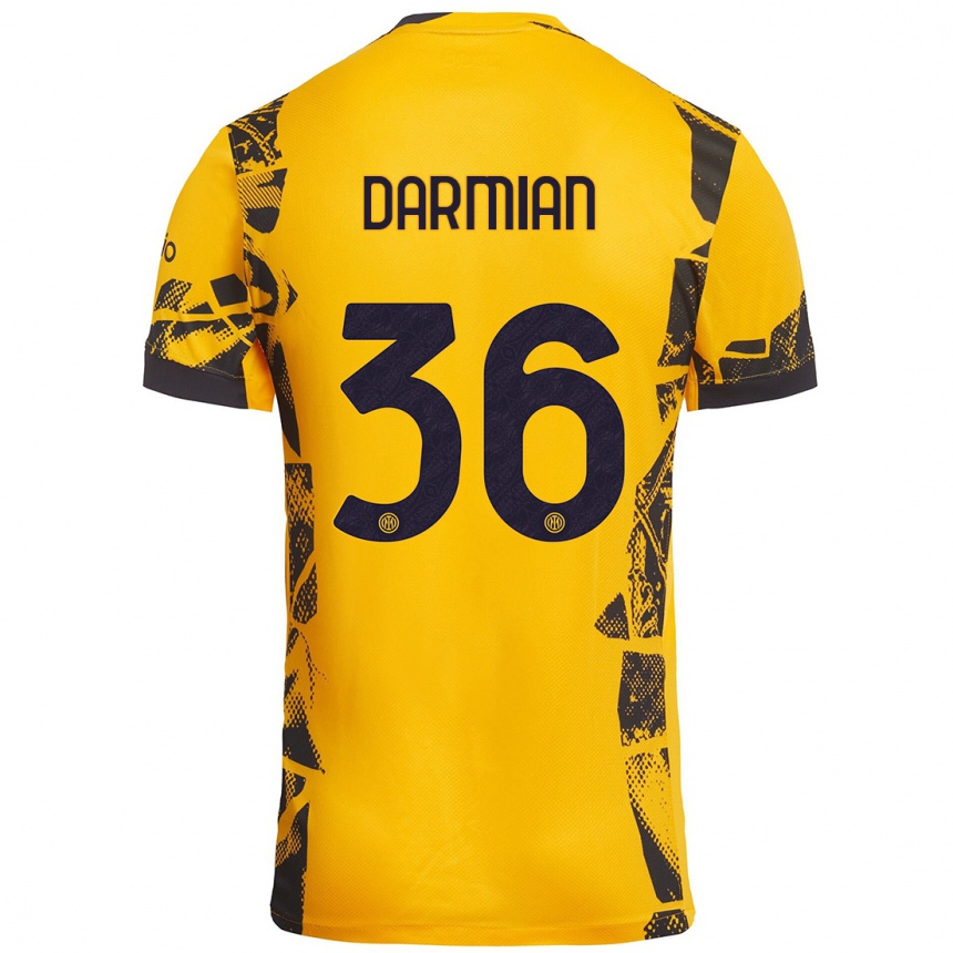 Kids Football Matteo Darmian #36 Gold Black Third Jersey 2024/25 T-Shirt