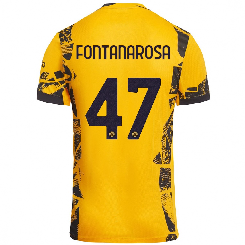 Kids Football Alessandro Fontanarosa #47 Gold Black Third Jersey 2024/25 T-Shirt