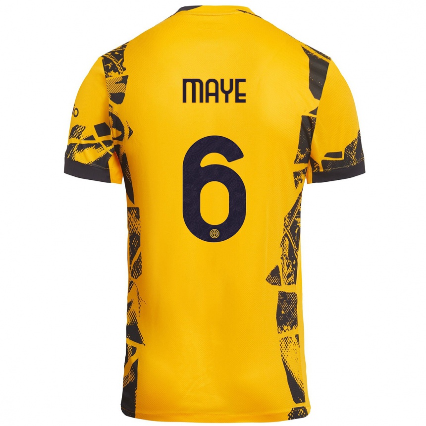 Kids Football Yvan Maye #6 Gold Black Third Jersey 2024/25 T-Shirt