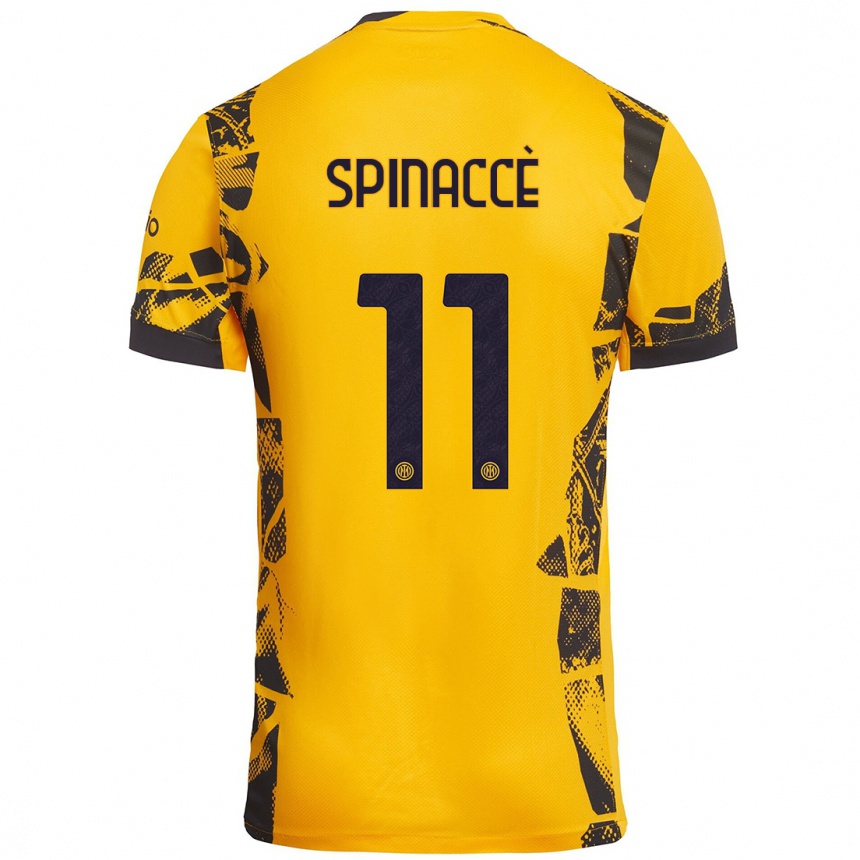 Kids Football Matteo Spinaccè #11 Gold Black Third Jersey 2024/25 T-Shirt