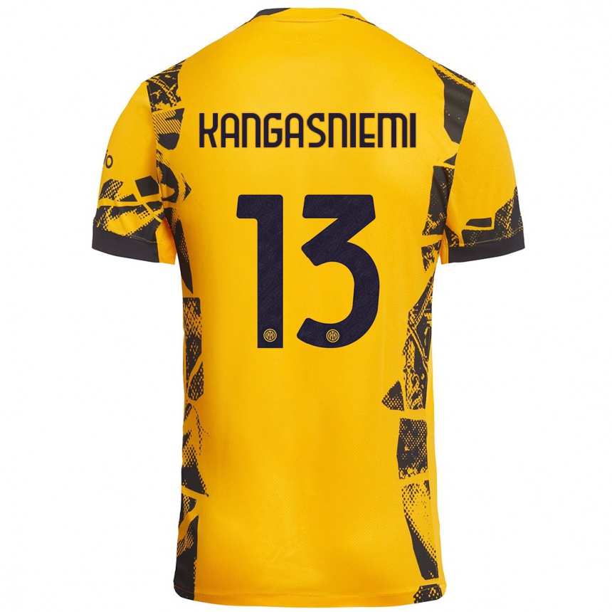 Kids Football Ilari Kangasniemi #13 Gold Black Third Jersey 2024/25 T-Shirt