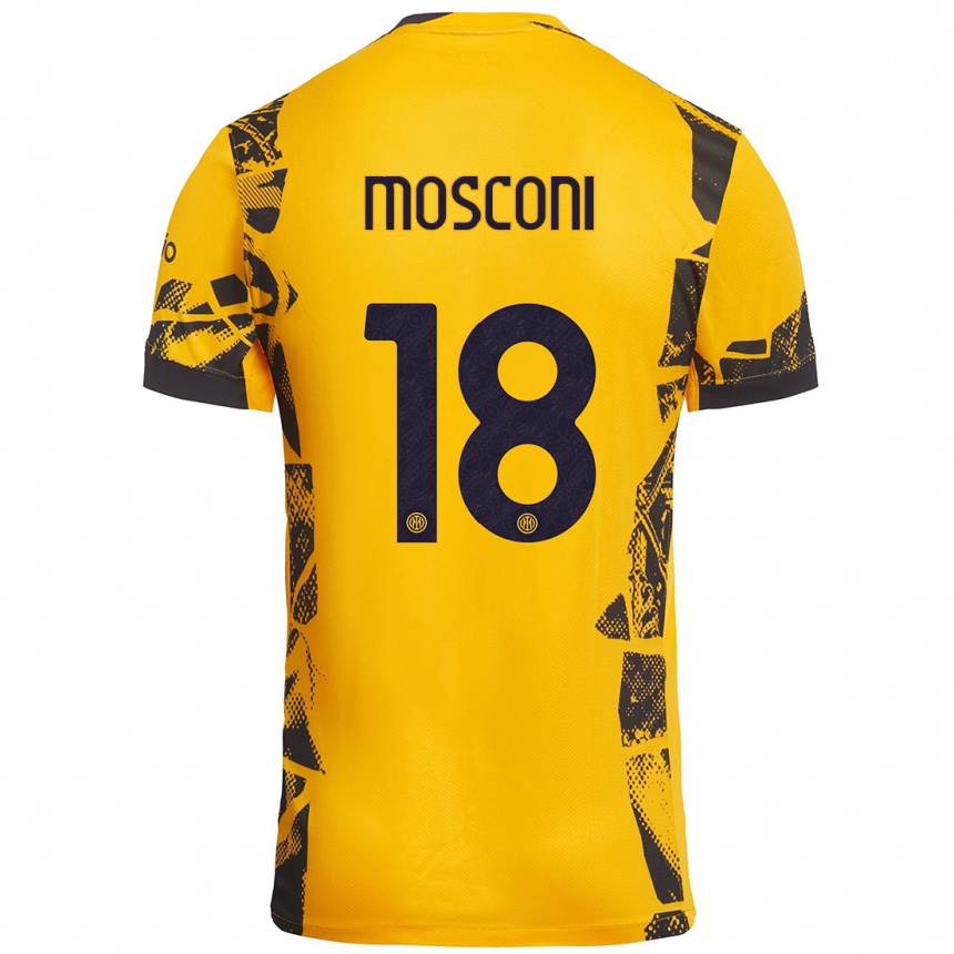 Kids Football Mattia Mosconi #18 Gold Black Third Jersey 2024/25 T-Shirt