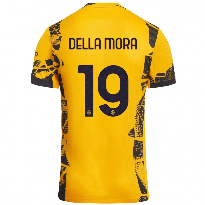 Kids Football Tommaso Della Mora #19 Gold Black Third Jersey 2024/25 T-Shirt