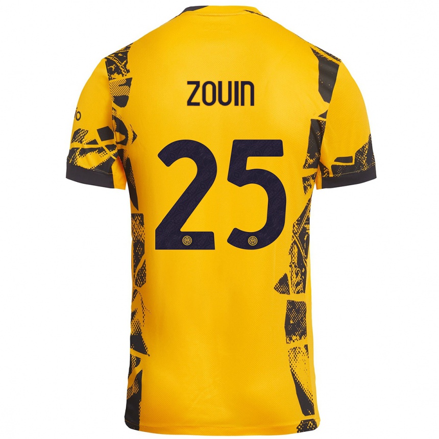 Kids Football Aymen Zouin #25 Gold Black Third Jersey 2024/25 T-Shirt