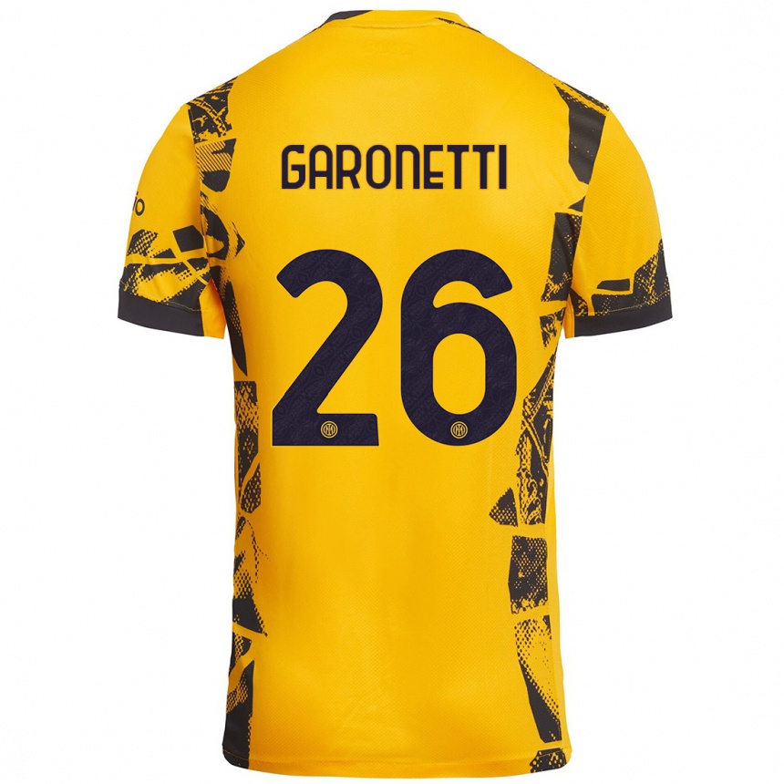 Kids Football Gabriele Garonetti #26 Gold Black Third Jersey 2024/25 T-Shirt