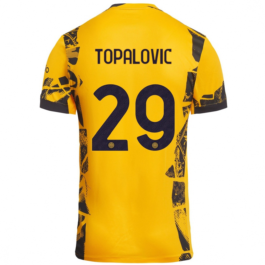 Kids Football Luka Topalovic #29 Gold Black Third Jersey 2024/25 T-Shirt