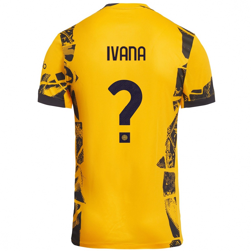 Kids Football Ivana Andrés #0 Gold Black Third Jersey 2024/25 T-Shirt