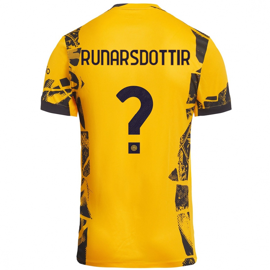 Kids Football Cecilía Rán Rúnarsdóttir #0 Gold Black Third Jersey 2024/25 T-Shirt