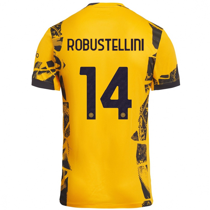 Kids Football Chiara Robustellini #14 Gold Black Third Jersey 2024/25 T-Shirt