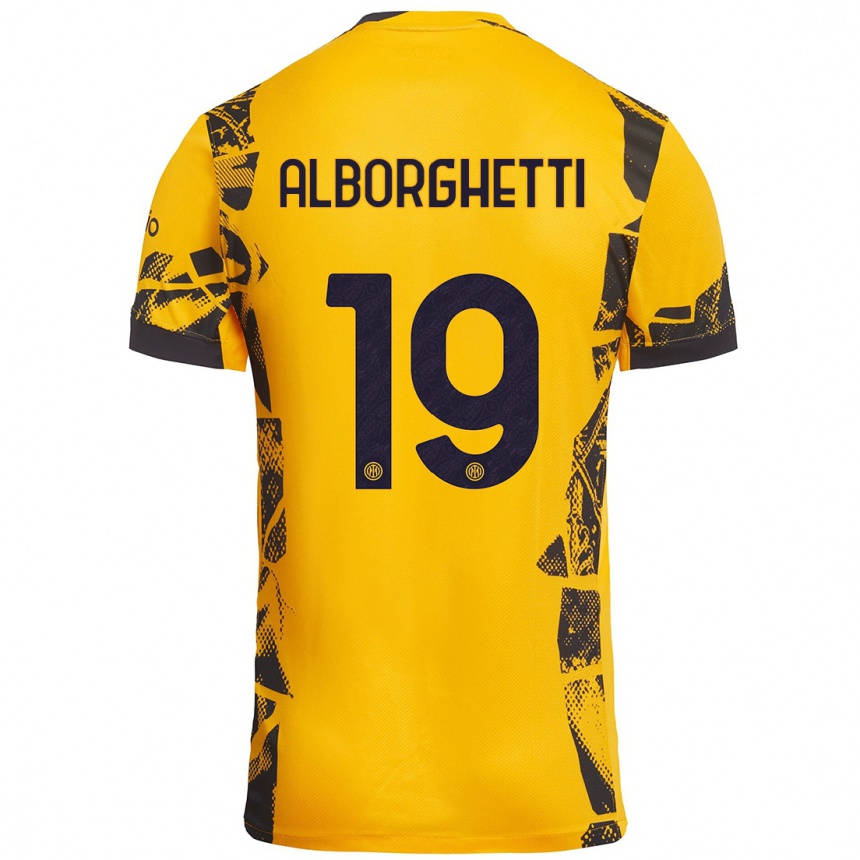 Kids Football Lisa Alborghetti #19 Gold Black Third Jersey 2024/25 T-Shirt