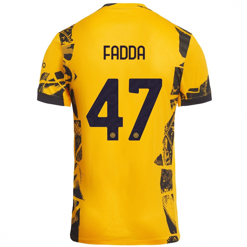 Kids Football Paola Fadda #47 Gold Black Third Jersey 2024/25 T-Shirt