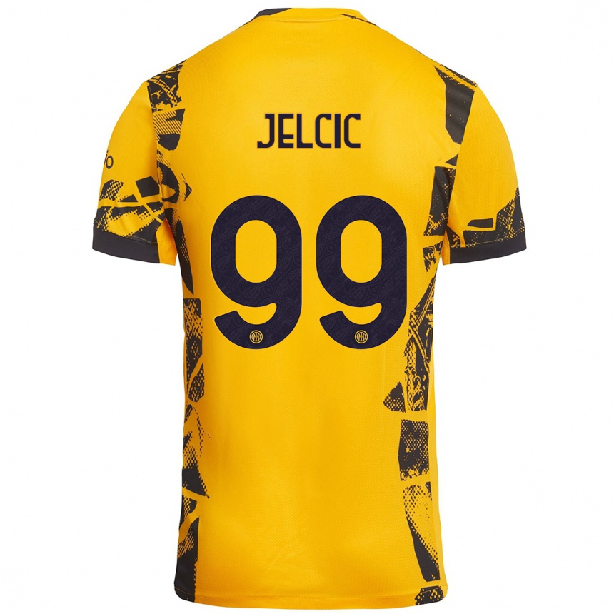 Kids Football Maja Jelčić #99 Gold Black Third Jersey 2024/25 T-Shirt