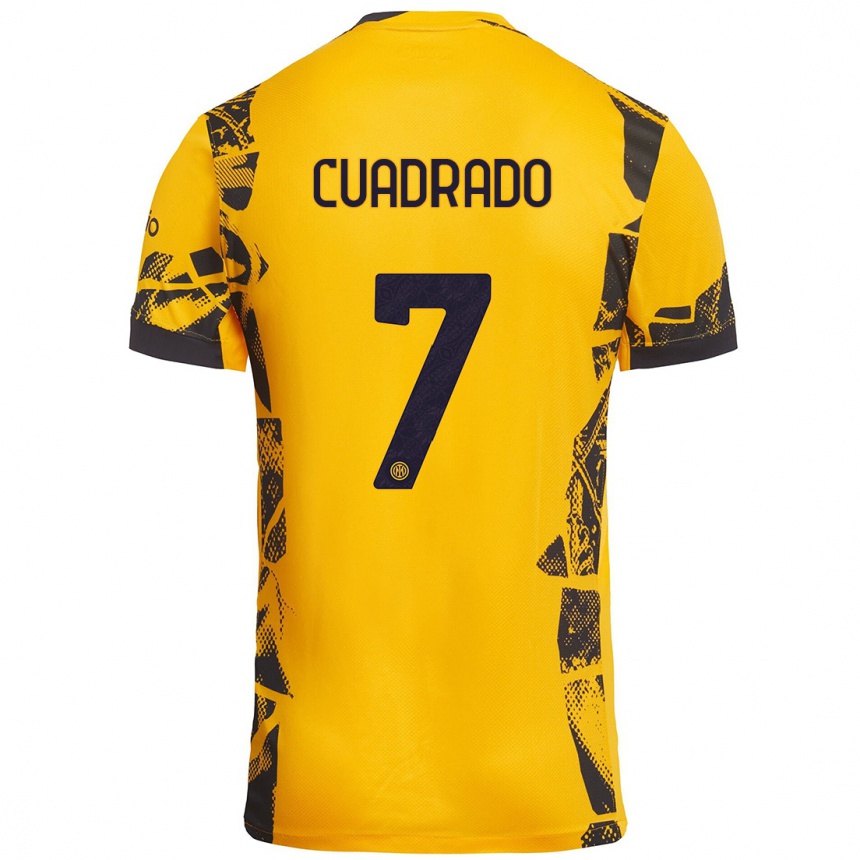 Kids Football Juan Cuadrado #7 Gold Black Third Jersey 2024/25 T-Shirt