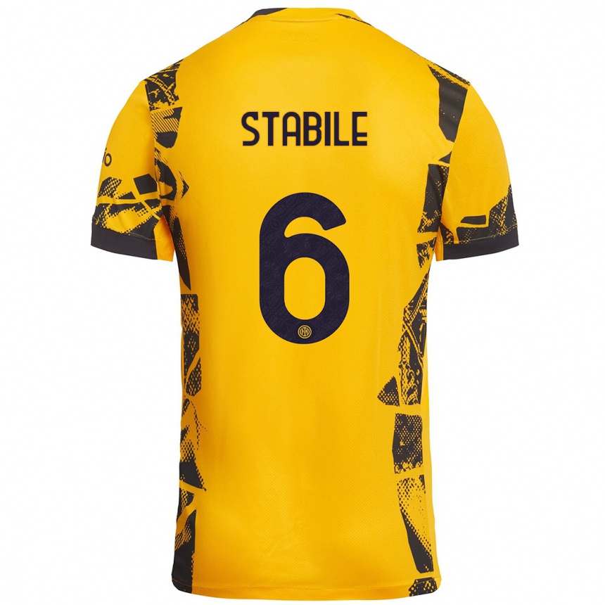 Kids Football Giacomo Stabile #6 Gold Black Third Jersey 2024/25 T-Shirt