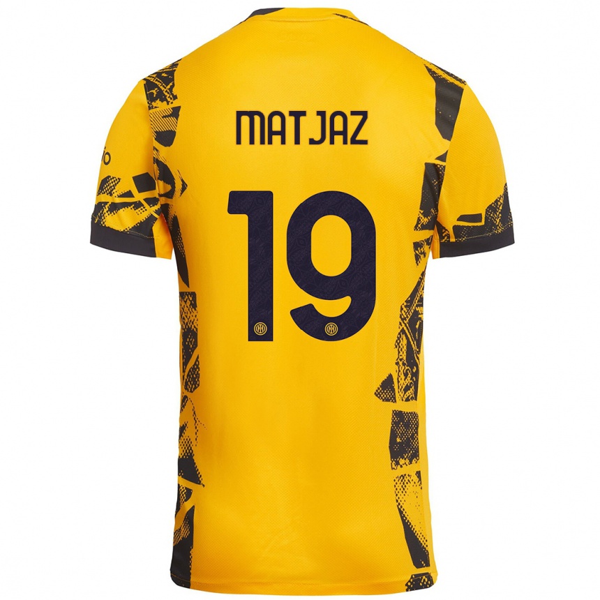 Kids Football Samo Matjaz #19 Gold Black Third Jersey 2024/25 T-Shirt