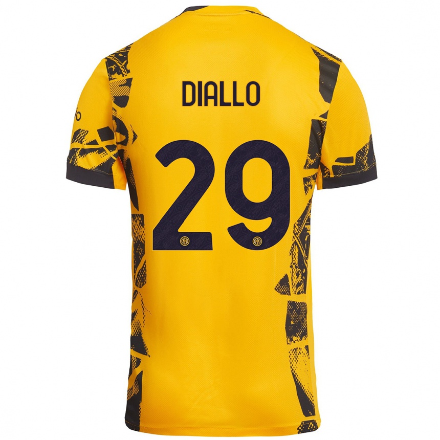 Kids Football Oumar Diallo #29 Gold Black Third Jersey 2024/25 T-Shirt