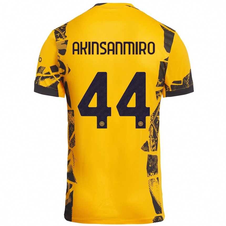 Kids Football Ebenezer Akinsanmiro #44 Gold Black Third Jersey 2024/25 T-Shirt