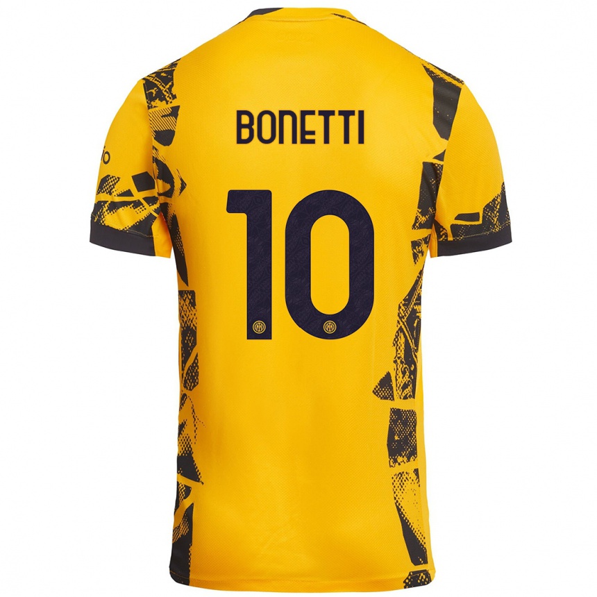 Kids Football Tatiana Bonetti #10 Gold Black Third Jersey 2024/25 T-Shirt