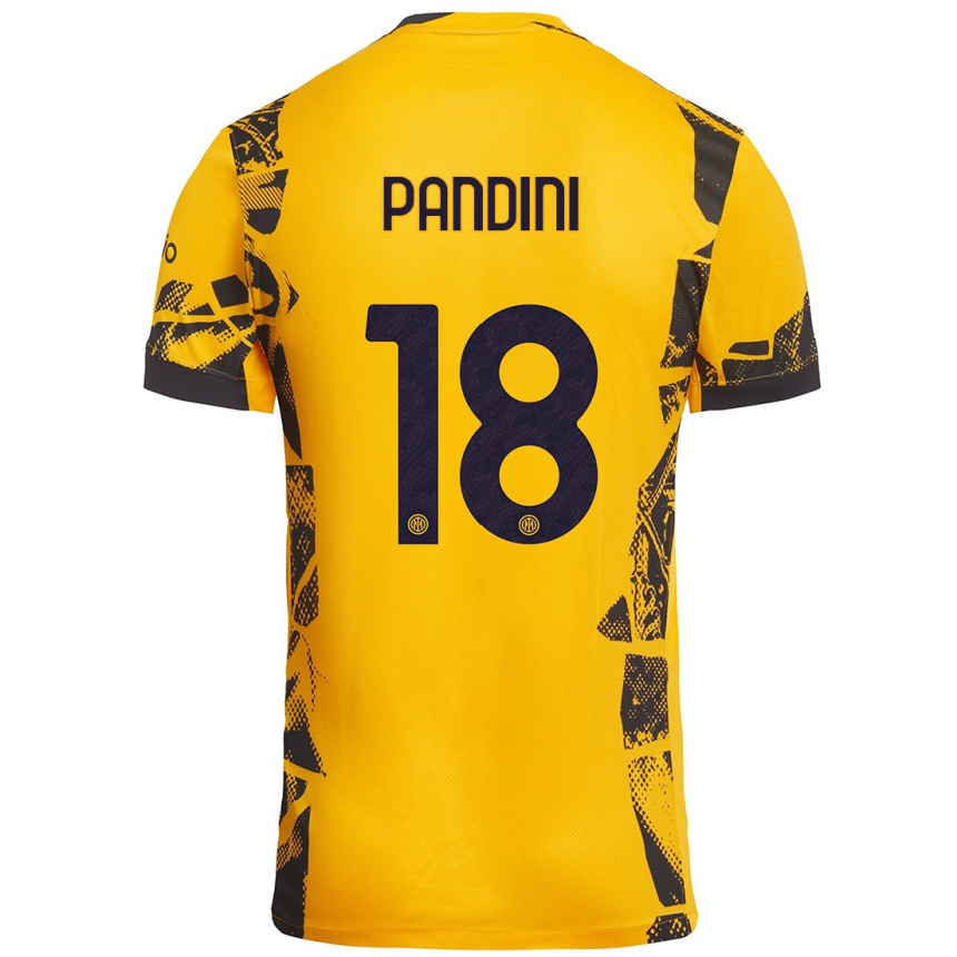 Kids Football Marta Pandini #18 Gold Black Third Jersey 2024/25 T-Shirt