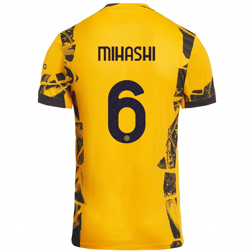 Kids Football Mana Mihashi #6 Gold Black Third Jersey 2024/25 T-Shirt