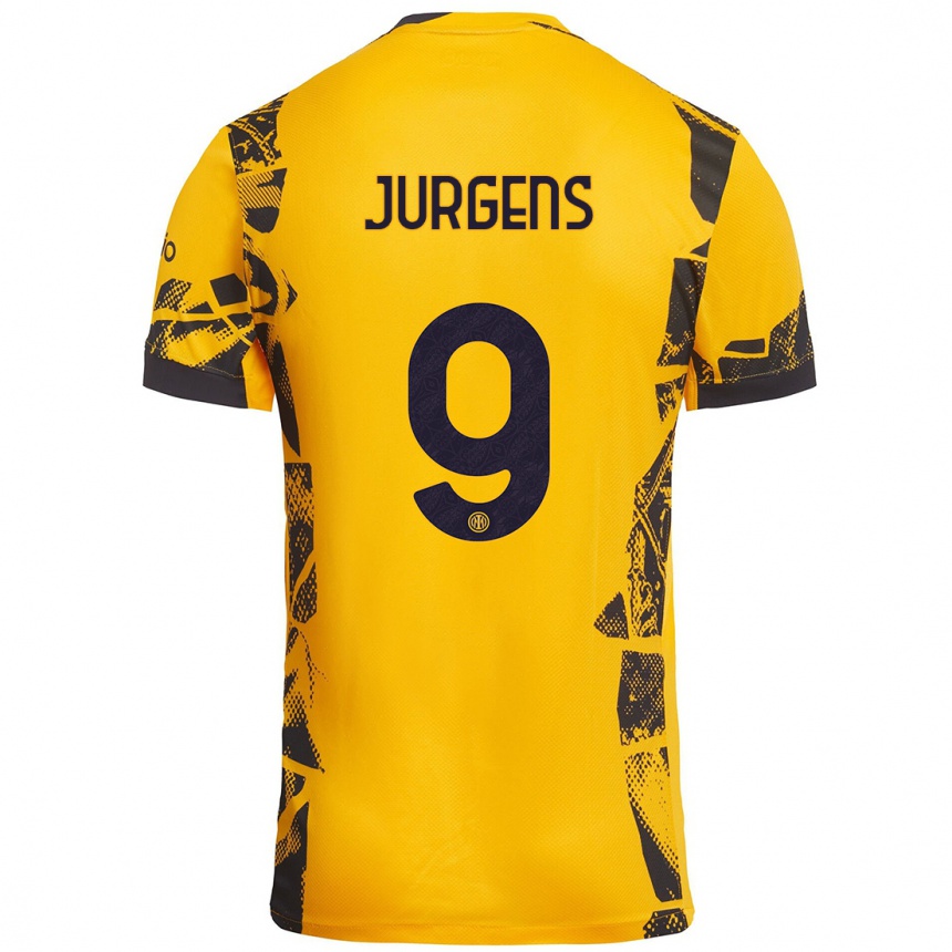 Kids Football Oliver Jurgens #9 Gold Black Third Jersey 2024/25 T-Shirt