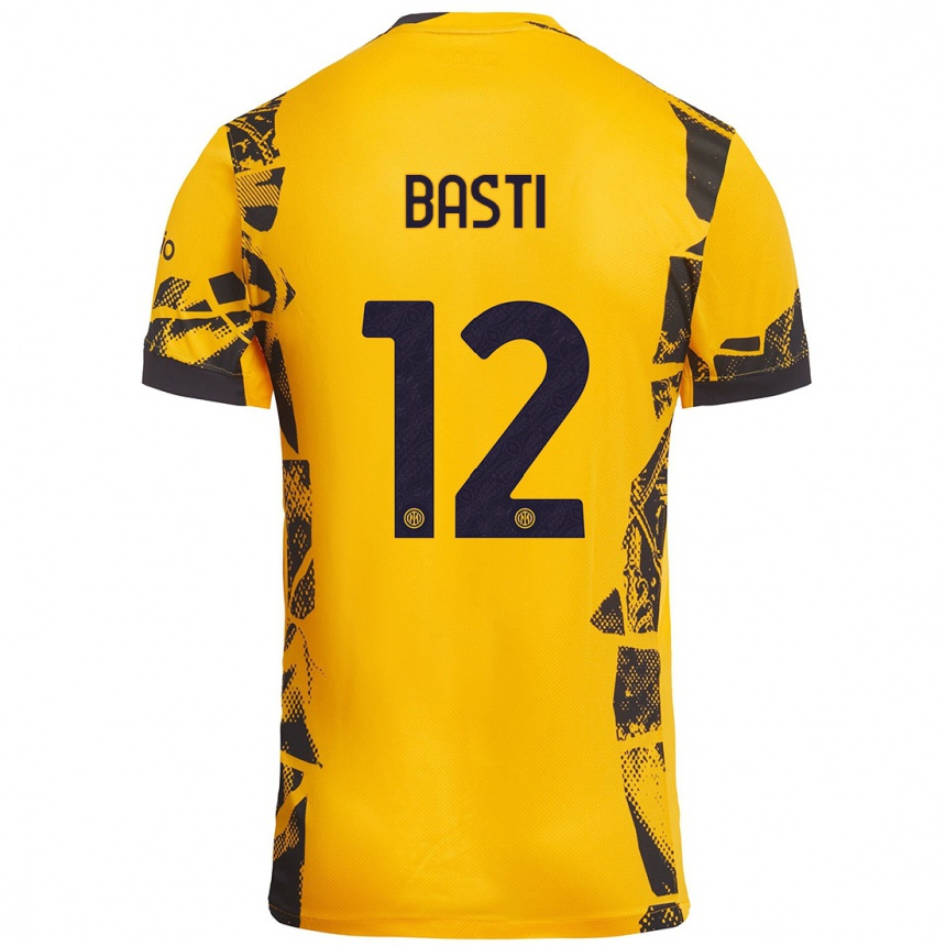 Kids Football Matteo Basti #12 Gold Black Third Jersey 2024/25 T-Shirt