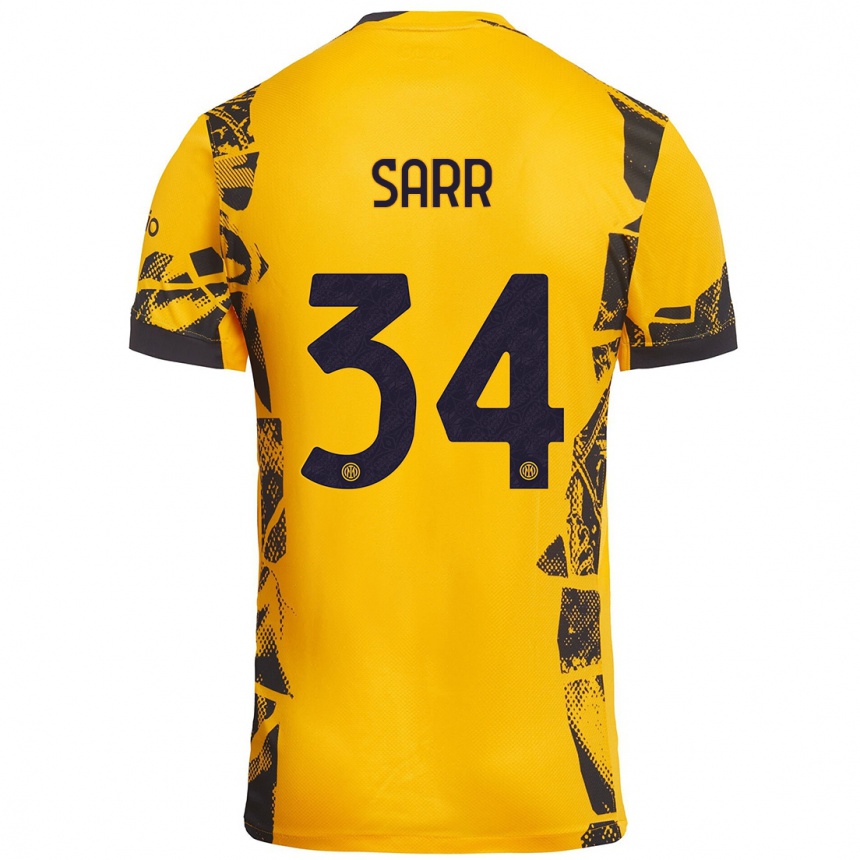 Kids Football Amadou Sarr #34 Gold Black Third Jersey 2024/25 T-Shirt