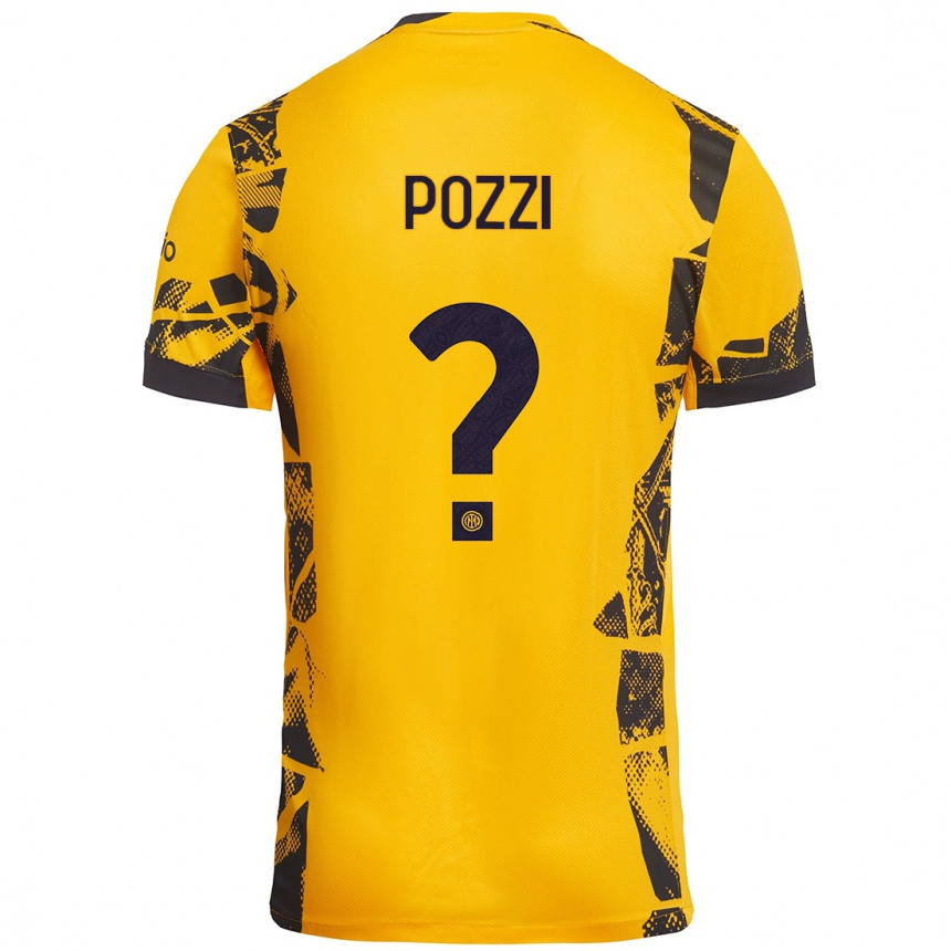 Kids Football Andrea Pozzi #0 Gold Black Third Jersey 2024/25 T-Shirt