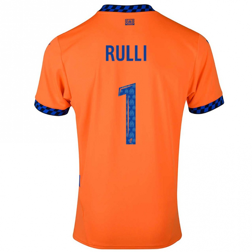 Kids Football Gerónimo Rulli #1 Orange Dark Blue Third Jersey 2024/25 T-Shirt