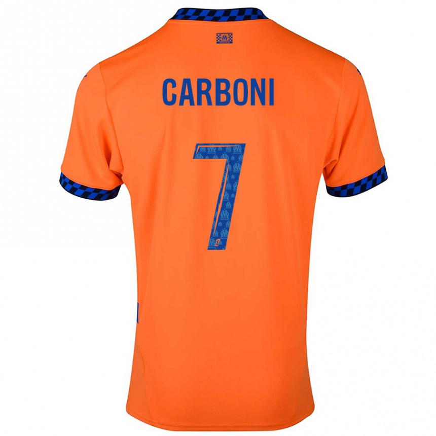 Kids Football Valentín Carboni #7 Orange Dark Blue Third Jersey 2024/25 T-Shirt