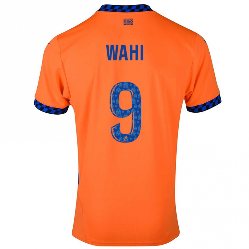 Kids Football Elye Wahi #9 Orange Dark Blue Third Jersey 2024/25 T-Shirt