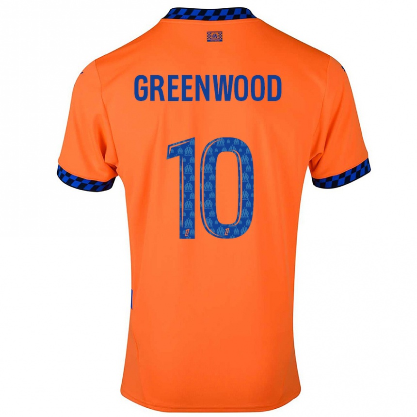 Kids Football Mason Greenwood #10 Orange Dark Blue Third Jersey 2024/25 T-Shirt