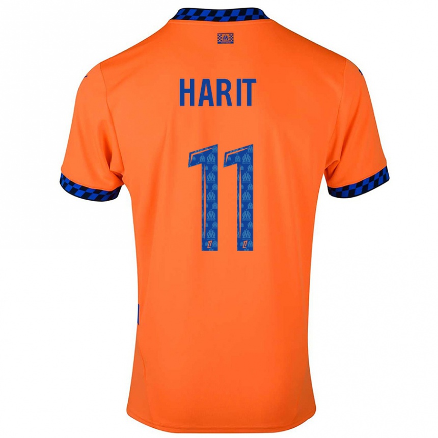 Kids Football Amine Harit #11 Orange Dark Blue Third Jersey 2024/25 T-Shirt